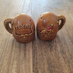Texas Longhorn Ceramic Salt and Pepper Shakers Western Rodeo
